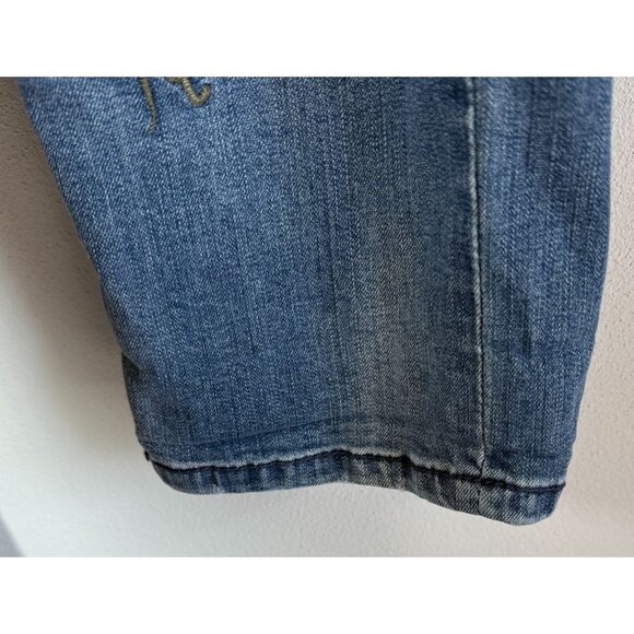 Vintage America Floral Embroidered Bestie Jean Sz 12/31Ankle Mid Rise Distressed - Picture 7 of 14